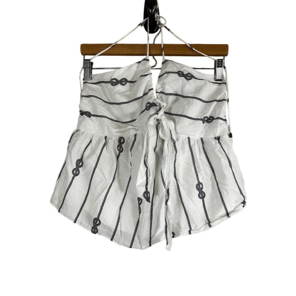 Neutral Halter Top White 6 Nautical Rope Flowy Coastal Resort Preppy Chic Artsy - Picture 2 of 10